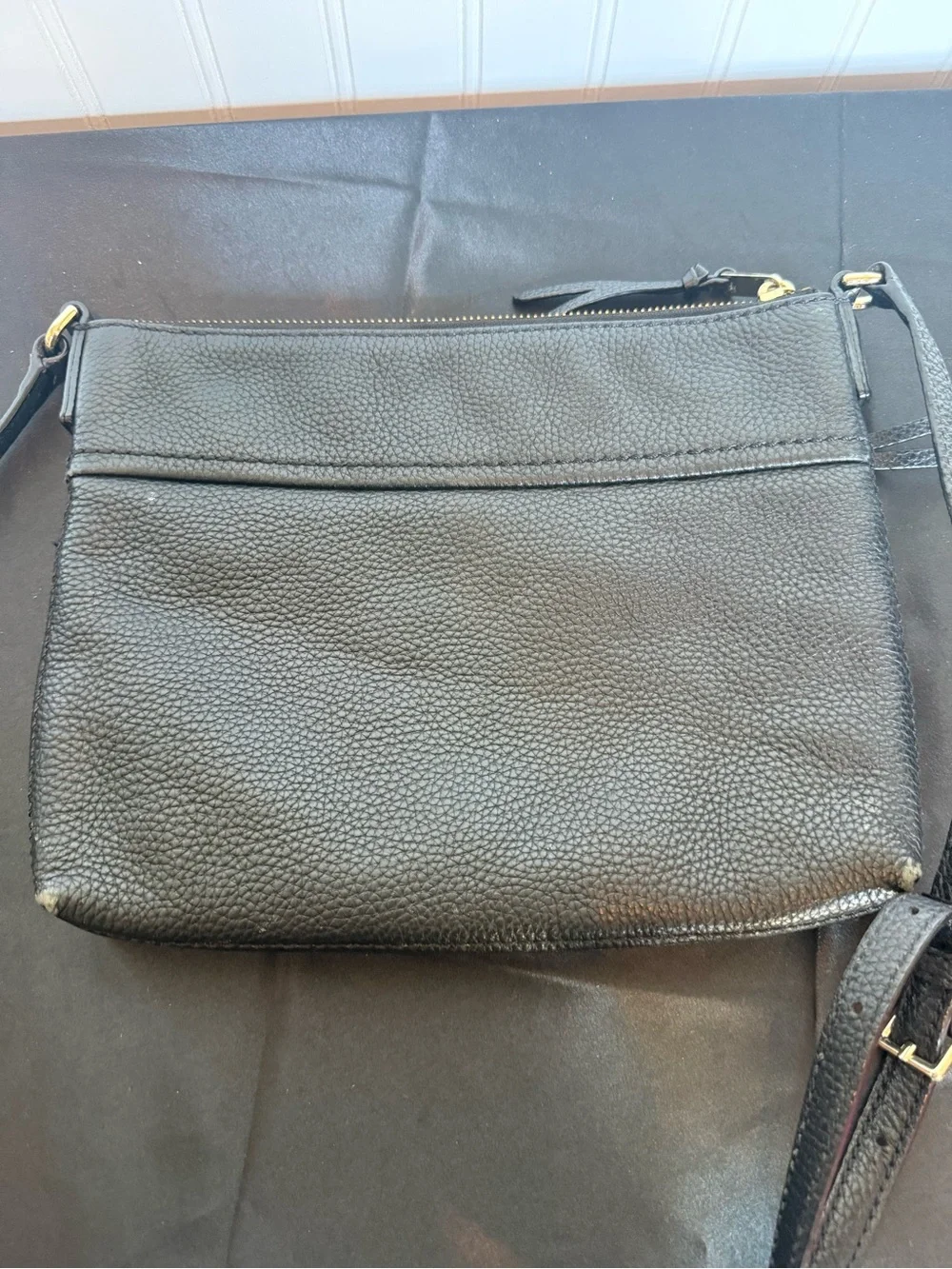 Kate Spade New York Black Pebbled Leather Crossbody Bag Gold Hardware